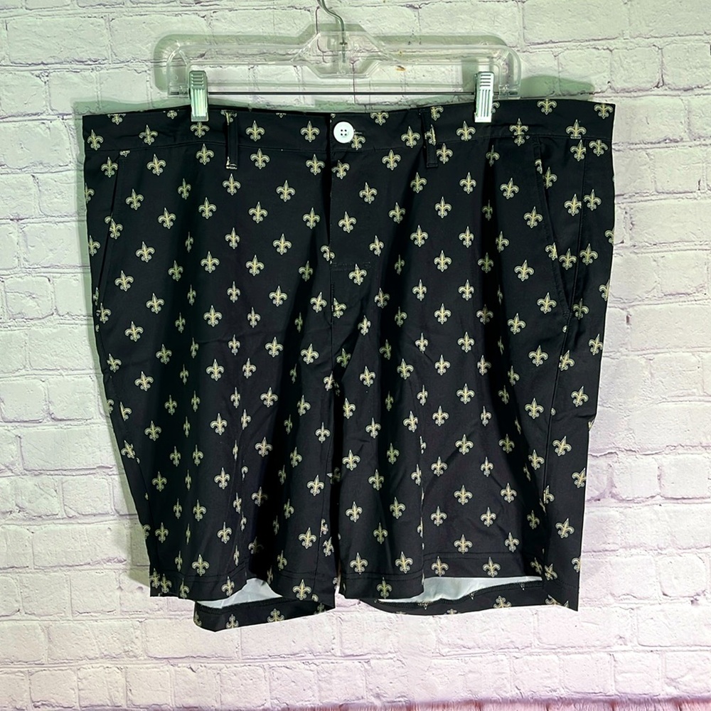 NFL NEW ORLEANS SAINTS Men's Black Flat Front Short. Size: 42